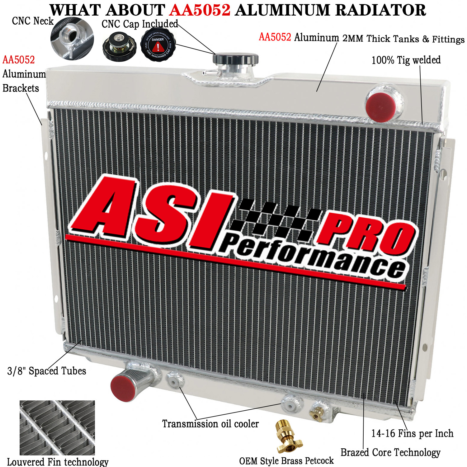 3 ROW Aluminum Radiator For 67-70 Ford Mustang/Cougar/Fairlane/Falcon/LTD V8