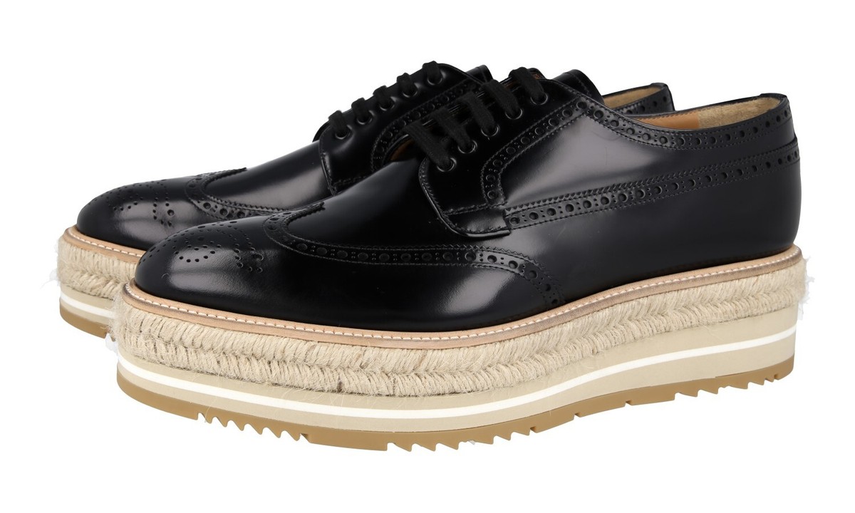 PRADA DERBY FULL BROGUE DRESS SHOES 2EG015 BLACK LEATHER NEW  display picture 2