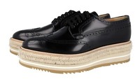 Prada Leder Plateau Espadrilles Derby Business Schuhe 2EG015 Braun - 9,5 43,5