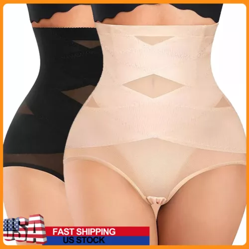 Women High Waist Shaping Panties Cross Compression Abs Briefs Tummy Body Shaper