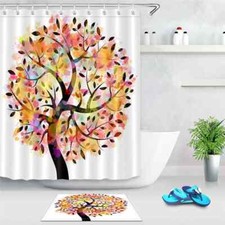 Flower Tree Waterproof Bathroom Polyester Shower Curtain Liner Water Resistant