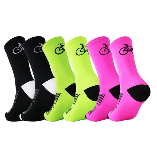 2 Pairs Nylon Cotton Road Cycling Socks Breathable Running Socks for Men Women