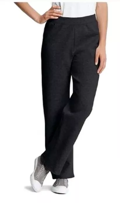 Hanes Women's Sweatpants Ebony Black XX-Large Open Hem Elastic Waist No  Pockets