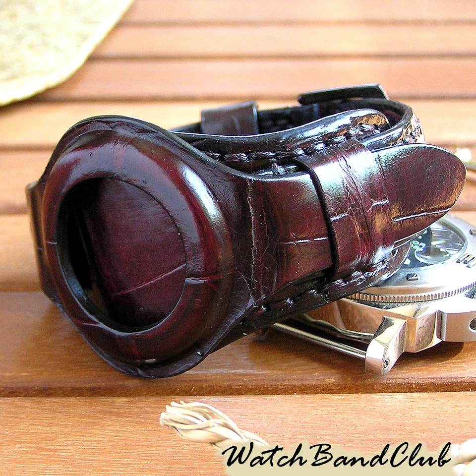 22 мм красный алигатор кожи наручные часы ремень чехол крокодила манжеты браслет комплект группы - Изображение 3 из 4