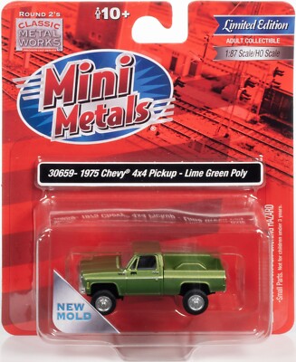1:87 HO Scale *MINI METALS* 1975 Chevy 4x4 Pickup LIME GREEN POLY *NIP*