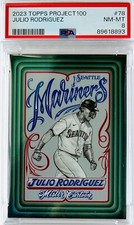 2022 Topps Project 100 Julio Rodriguez By Mister Cartoon RC #78 PSA 8 🔥 Low Pop