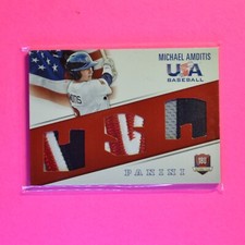MICHAEL AMDITIS 2015 Panini USA Baseball Tripple jersey PATCH Rookie #d/35