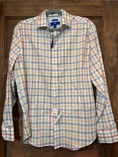 NWT Egara Mens LARGE Non Iron Button Up Dress Shirt Flip Cuff Colorful Plaid