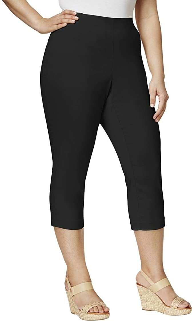 Image 1 - Style &amp;amp; Co. Womens Comfort Waist Cropped Mid-Rise Capri Pants Plus Size 14W