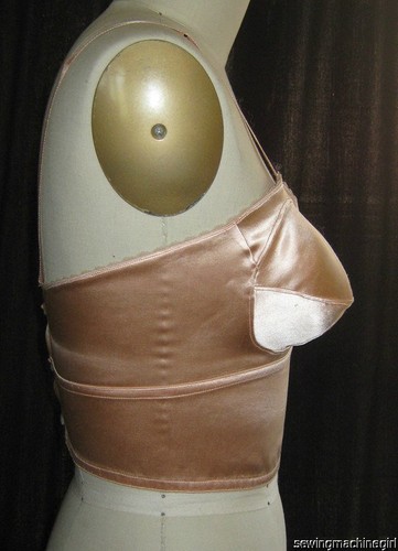 VINTAGE 1940s BULLET BRA PEACH SATIN BACK BUTTONS BUST 37.5 BAND SIZE 30.5 NWOT - Picture 6 of 10