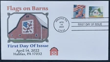 AFDCS 5686 Flags on Barn with Gambrel Roof 4 Bar Cancel 