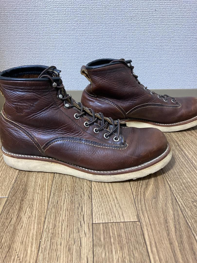REDWING レッドウィング 2906 ラインマン 8D 26cm ブラウン 7.5D 良品 10年】レッドウィング 2906 ラインマン 茶 ダーク