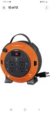Heavy Duty Cord Storage Reel 20 Ft. Extension Cord 4 Power Outlets, 2 USB Ports