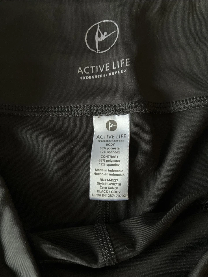 Active Life Negro y Gris Camuflado Capri Yoga Fitness Leggings Para Mujer Talla: M Foto 4 de 4