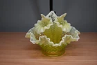 Fenton Vaseline Uranium Glass Topaz Opalescent Hobnail Epergne