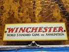 VINTAGE WINCHESTER PORCELAIN SIGN OLD FIREARMS AMMUNITION GUN AMMO RIFLE HUNTING