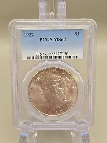 1922 Peace Silver Dollar $1 - PCGS MS64