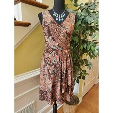 LAUREN RALPH LAUREN Multi-Color Paisley Faux Wrap Dress PXSP