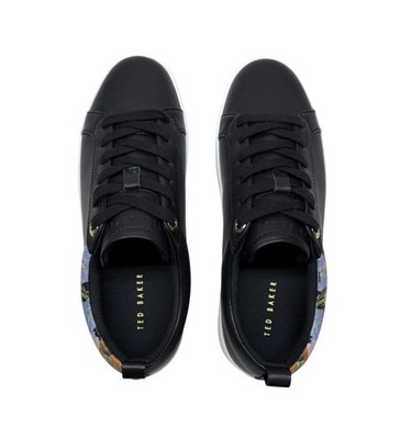 TED BAKER フローラルスニーカー ブラック Ted Baker Black Alison Sneakers Floral-print Genuine Leather Low
