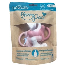 Dr Brown's Happy Paci Pack of 3 Silicone Baby Pacifiers White Pink 0-6 mos NEW