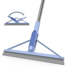 Rubber Floor Squeegee Broom with Long Handle and 120° Adjustable Head for Tiles