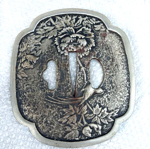 High quality Tsuba Japanese Sword Guard crane EDO Period From JAPAN JP Antique - Picture 1 of 5