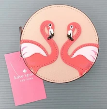 Kate Spade By The Pool Flamingo Coin Purse Zip Closure NEW