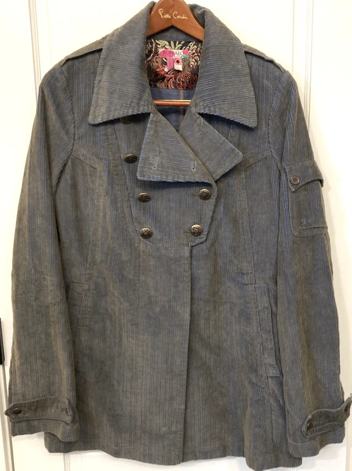 Chaqueta Buffalo Pana Azul Oliva Botones L Steampunk Hada Ecuestre Grunge Foto 2 de 4