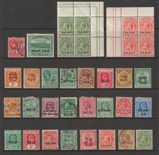 COMMONWEALTH WAR STAMP LOT ON TWO PAGES (M/U)