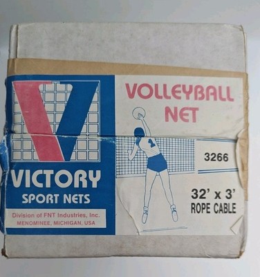 Vtg Unopened Victory Sport Nets Volleyball Net N 3266 32' X 3' Rope Cable FNT