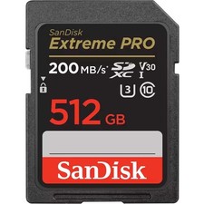 SanDisk Extreme PRO 512 GB Class 3/UHS-I U3 V30 SDXC SDSDXXD512GANCIN