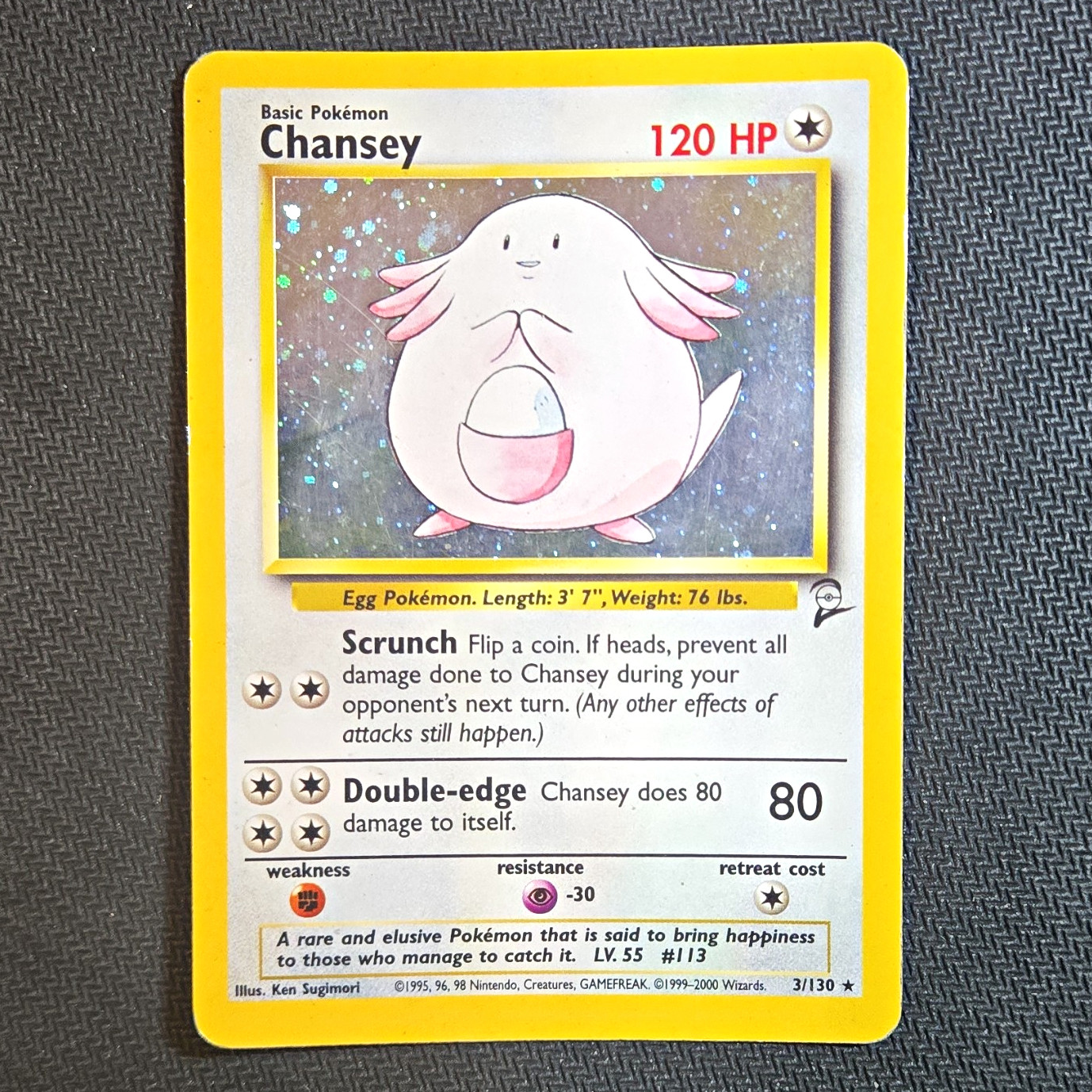 WOTC Chansey Base Set 2 3/130 English Unlimited 2000 120 HP Holo Rare