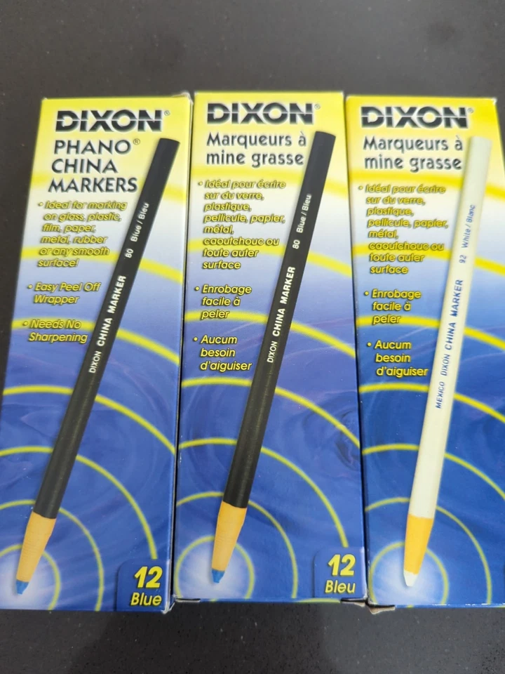 Dixon Phano Peel-Off China Marker Pencils Blue And White -  30 Total M5 - Image 3 of 4