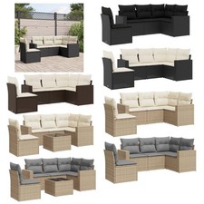 Rattan Gartengarnitur mit Kissen Gartenmöbel Sofa Garnitur Lounge Sitzgruppe