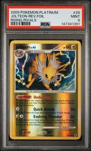 2009 POKEMON PLATINUM RISING RIVALS #26 JOLTEON-REVERSE FOIL PSA 9