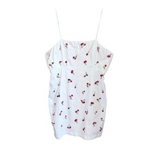Maeve Anthropologie white mini dress cherry cherries size 10 flirty dopamine