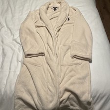 S/M Polo Ralph Lauren Unisex plush fleece bathrobe ivory white