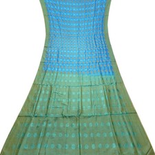 Namaste Vintage Blue Sarees 100 Pure Silk Woven Indian Sari 5YD Craft Fabric
