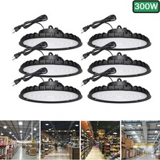 6 Pack 300W UFO Led High Bay Light Commercial Warehouse Industrial Shop Lights
