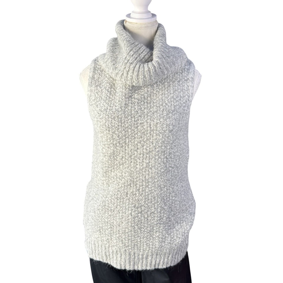 Witchery XS Grey Alpaca Blend Sleeveless Turtleneck Knit Tunic Soft Cosy
