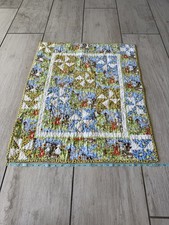 Vintage Sunflower Cat Mouse Bird Quilt Blue Yellow Floral Patchwork Baby Blanket