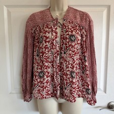 Free People Sheila's blusa aperta kimono floreale pizzo cravatta donna taglia small