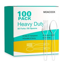 MOACOCK 100 Count Plastic Silverware, Heavy Weight Plastic
