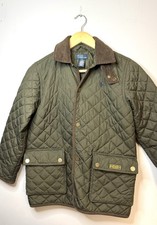 Polo Ralph Lauren Boys Quilted Barn Coat Jacket Olive Green Size S / 8