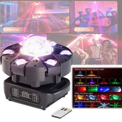 UKING LED 6Arm Moving Head Light 120W Laser Disco Party Light Magic Ball Effect