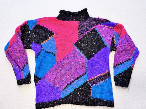 VTG Segrets Women’s Patchwork Abstract Knit Wool/Mohair Blend Sweater Size Small, Size S, $32.08 - Photo 3