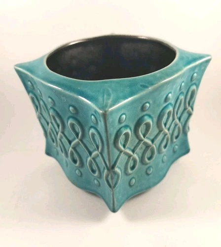 Vintage Red Wing Pottery USA Planter 1280 Aqua Turquoise Mid Century Modern 5"