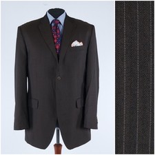 Mens Striped Brown Blazer 46R UK Size BENVENUTO Wool Silk Sport Coat Jacket