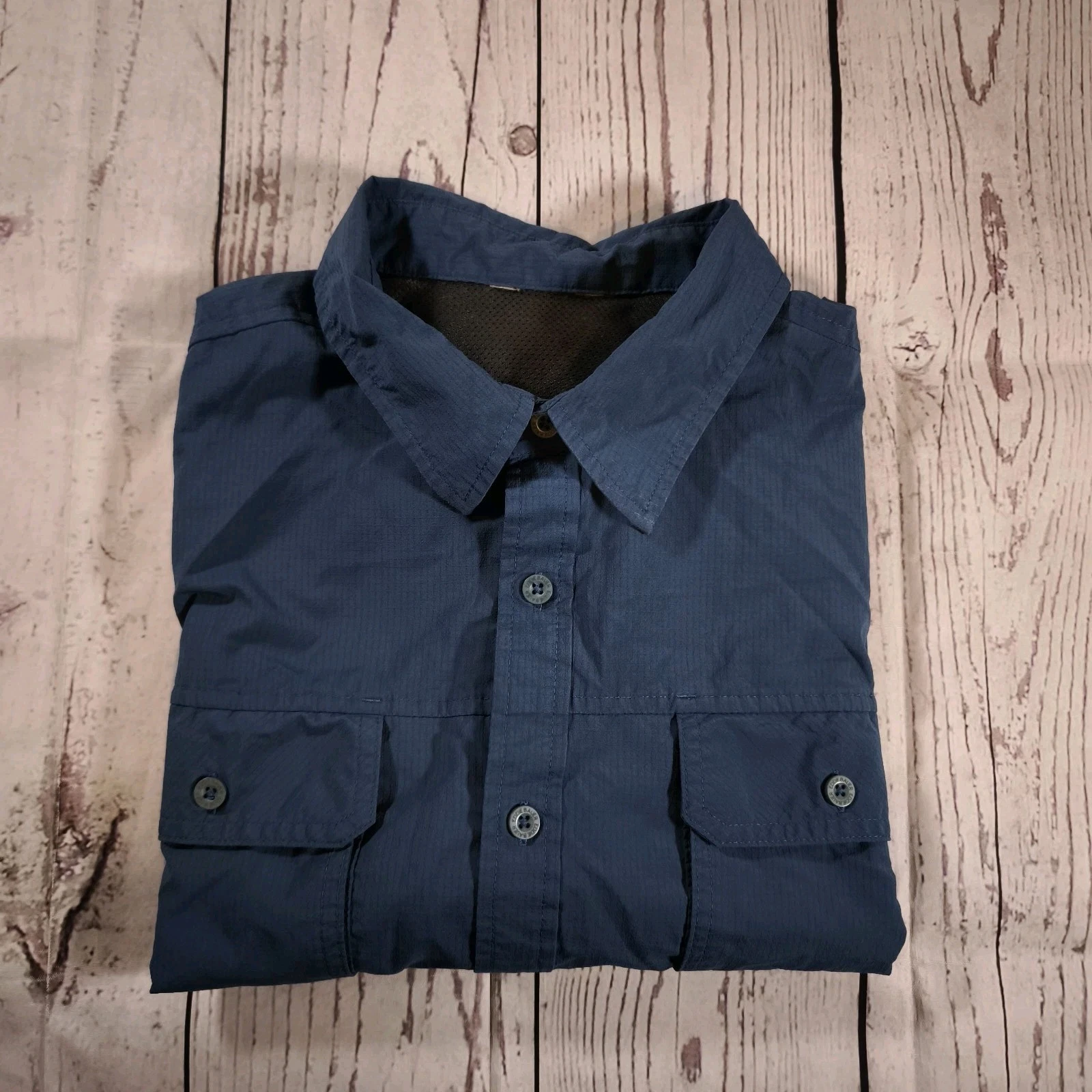 Eddie Bauer Mens Hiking Shirt XL Blue 52" Chest S/S Walking Lightweight Packable