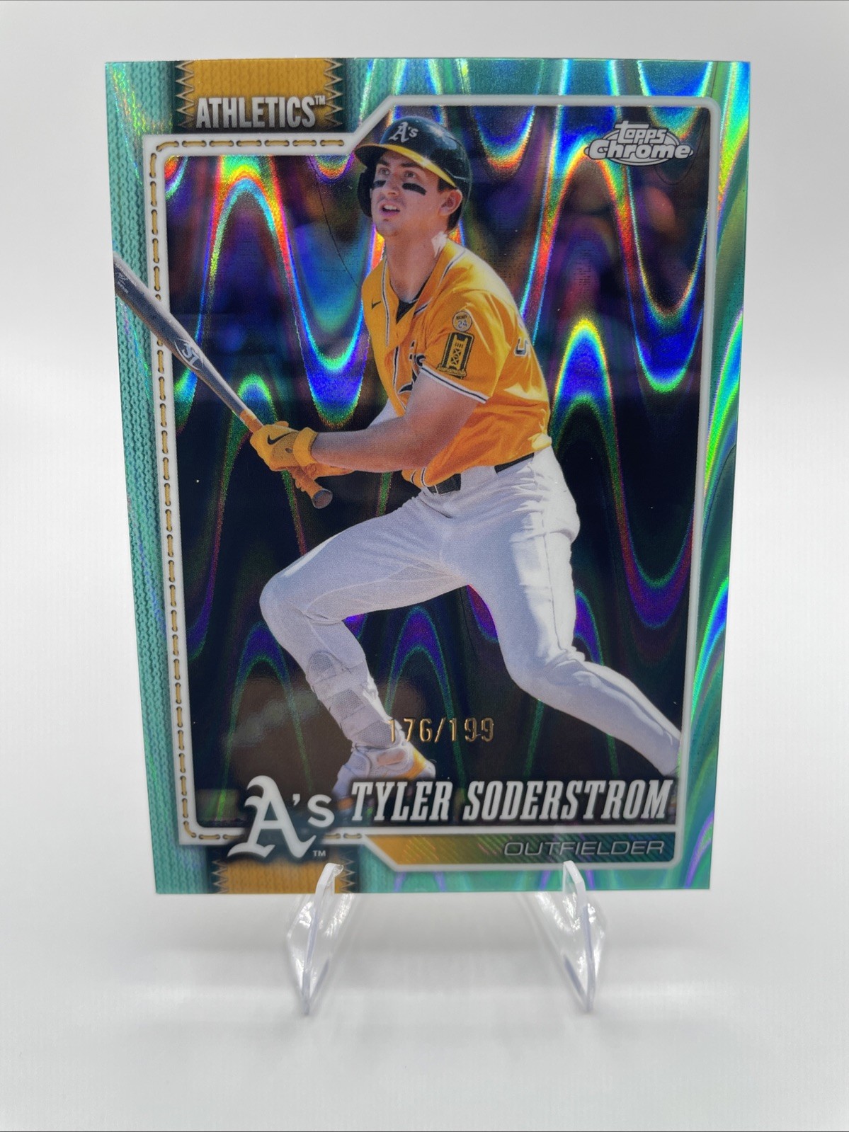 2026 Topps Chrome Tyler Soderstrom #211 RC Aqua Ray Wave Refractor/199 A’s